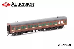 Auscision (NPS-26) RUB Carriages - Indian Red/Yellow Band - 2 Car Set HO Scale - Picture 1 of 2