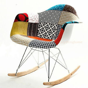 Quilt Pattern Eiffel Style Rocking Rocker Shell Chair Mid Century Modern