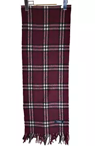 Burberry original/auténtico - bufanda vintage - rojo vino - lana de cordero - Imagen 1 de 7