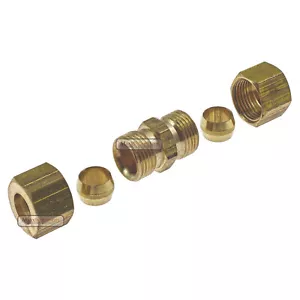 Automatic Transmission Cooler Line Fitting 5/16" Compression brass Union - Picture 1 of 3