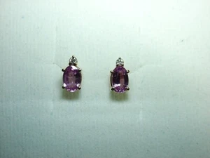 14 Karat Y Gold ROSA SAPHIR-Diamant Ohrringe 1,19 kt 6 x 4,5 mm (geschlossener Laden) ST-2FPRV - Bild 1 von 3