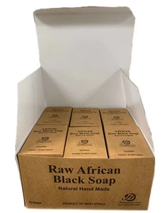 Lot of 12 African Raw Black Soap Bars Original Hand Made From West Africa in Box - Picture 1 of 7