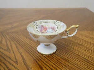 LEFTON CHINA Hand Painted Victorian Scene Gold Filigree Footed Tea Cup - Picture 1 of 4