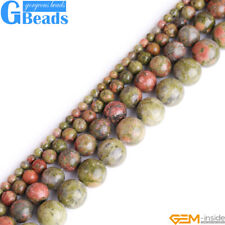 Natural Green Unakite Loose Beads Stone Round Beads For Jewelry Making 15” 6mm