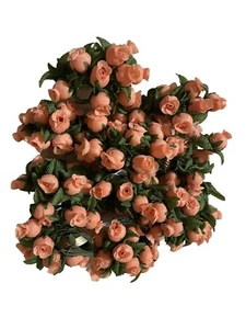 Vintage Poly Silk Rose Buds Flower Wire Stem Bouquet Wedding Crafts Hats Dolls - Picture 1 of 15