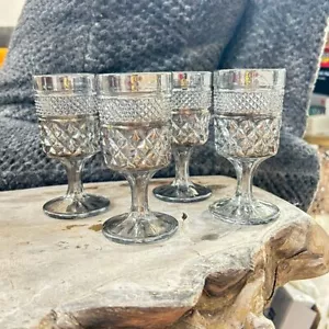 Anchor Hocking Wexford Goblet 6 5/8" Set of 4 Water Wine Pressed Clear Glass - Picture 1 of 6