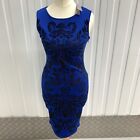 Women’s Lipsy Bodycon Dress Blue & Black Baroque Pattern Size 8 BNWT RRP £48