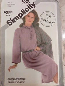 SIMPLICITY 5276 VTG 80s DRESS Shawl pullover Slim Blouson UNCUT Pattern 16 18 20 - Picture 1 of 6