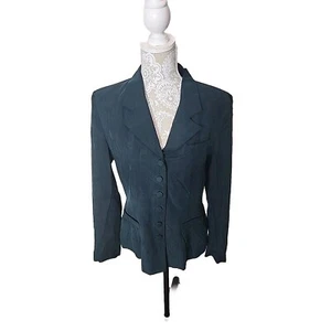 Blazer Monzón Vintage Verde Forrado Seda Mono Pecho Chaqueta Para Mujer 14 - Imagen 1 de 9