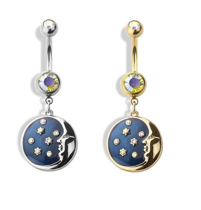 Piercing Naval Noche Estrellada Circonita cúbica Acero Quirúrgico Ombligo Anillos Foto 1 de 1