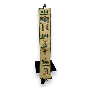 Vintage 60er Jahre norwegischer Kreuzstich Wandbehang Messing Akzent skandinavische Handarbeit - Bild 1 von 7