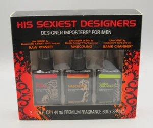 His Sexiest Designers Premium Fragrance Body Sprays For Men 3 pc Set 1.5 fl oz - Picture 1 of 6