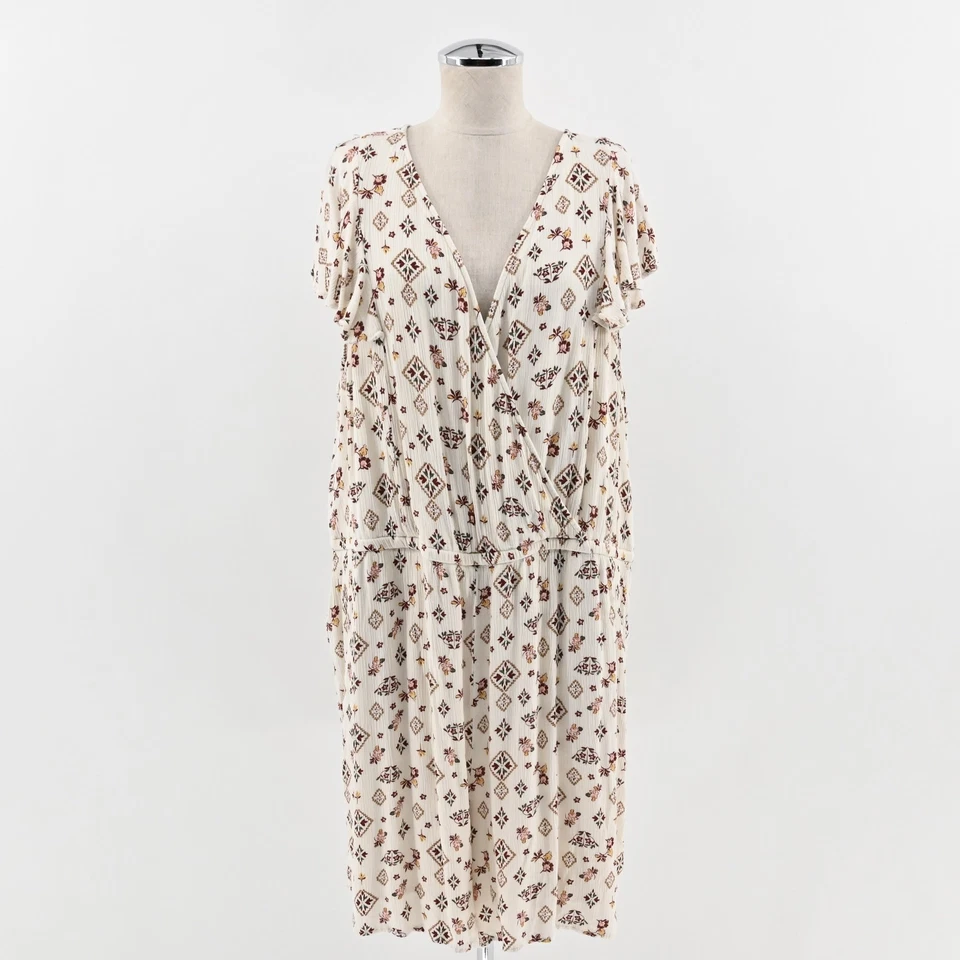 Mono de mujer tórrido talla 4X gasa bronceado floral geo estampado cuello en V talla grande Foto 1 de 4