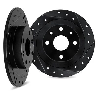 For Mercury Capri 91-94 DFC Premium Drilled & Slotted Rear Brake Rotor Set Foto 1 de 3