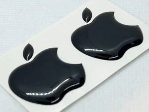 2 pieces ,3D domed gel sticker of Apple logo, size approximately 35x30mm, black - Picture 1 of 7