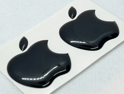 2 pieces ,3D domed gel sticker of Apple logo, size approximately 35x30mm, black - image 1 of 4