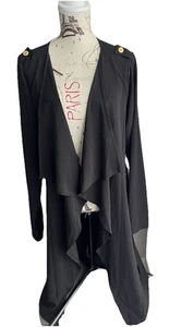 Liliana schwarze Strickjacke/Mantel mit Gürtel und goldenen Knopfakzenten Damengröße 2XL - Bild 1 von 8