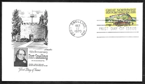 GREAT NORTHWEST FORT SNELLING 150 YRS #1409 VF 6c STAMP FIRST DAY OF ISSUE COVER - Picture 1 of 4