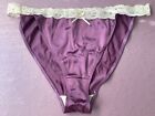 Women Panties,bikinis ILUSION Size XL. Lavender Satin Soft W/Fishnet Waistband