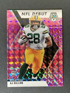 2020 Mosaic AJ Dillon Camo Pink Prizm NFL Debut Rookie Card RC #279 Packers