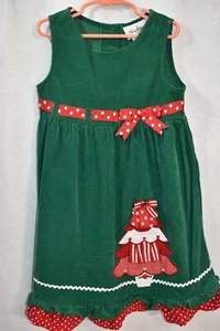 Rare Edition's Jumper Dress Size 6 Green Corduroy Christmas Tree Girls - Picture 1 of 7