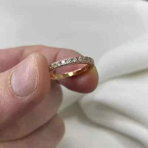 0.35Ctw Round Moissanite Wedding Eternity Band Ring 14K Yellow Gold Plated - Picture 1 of 2