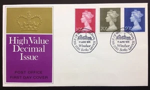 Juego de máquina decimal de alto valor 1970 en cubierta de primer día sin dirección, Windsor S/H/S - Imagen 1 de 2