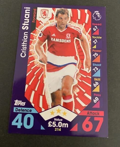 2016/17 Topps Match Attax Card Middlesbrough Cristhian Stuani #214 - Picture 1 of 2