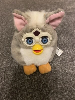 RARE 1999 Tiger Furby Buddies Church Mouse Grey Soft Plush Beanie Toy BB6A - Image 1 of 4