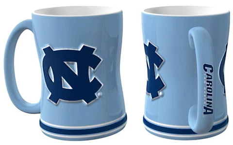 North Carolina Tar Heels Coffee Mug - 14oz Sculpted [NEW] NCAA Tea Microwave Cup Cover