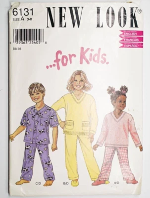 Pijamas Sewing Pattern Vintage 1990s New Look 6131 3 - 6 Making Childrens Sprin  - Image 1 of 2