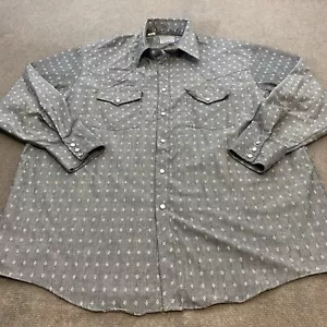 Samsons Shirt VTG 80s Gray Western Pearl Snap Riding Workwear Cotton Blend XL - Picture 1 of 12