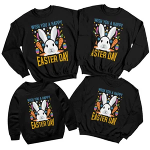 Family Bunny Happy Easter Sweatshirt Jumper Festival Holiday Party Matching #ED - Picture 1 of 27