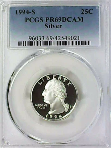 1994-S 25C Washington Quarter PCGS PR69DCAM 90% Silver 22ltrc0418 Cover