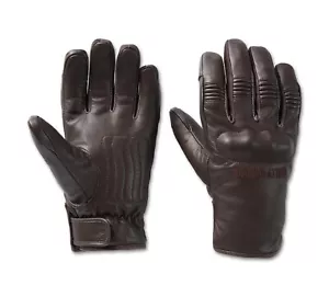 Harley-Davidson Men's Leather Waterproof Motorcycle Gloves, Brown - 97117-24VM - Picture 1 of 3