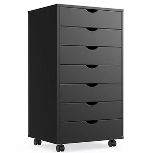 7 Drawer Dresser Chest with Wheel Mobile Storage File Cabinet Display Organizer - Picture 1 of 22