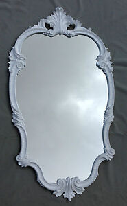 miroir MURAL blanc brillant - baroque ovale