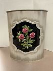 Vintage J. L. Clark Tin Wastebasket Floral Design