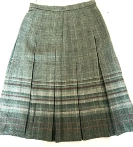 Vintage Edinburgh Woolen Mill Skirt Women's Pleat Lined Green Wool Size 14 - Picture 1 of 7