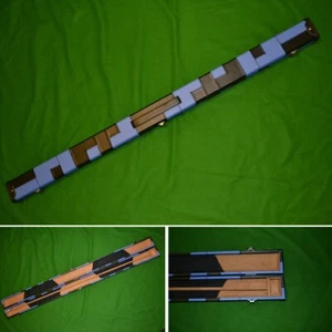 Custodia stecca da biliardo rigida snodata 3/4 in pelle artigianale di lusso blu e nero - Foto 1 di 4