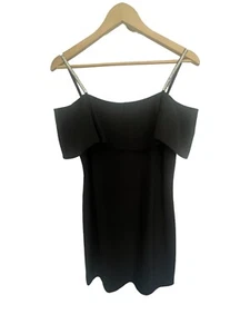 Vestido de cóctel Frank Lyman negro con tirantes y hombros descubiertos talla 10 - Imagen 1 de 7