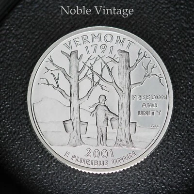 2001 S Silver Proof Vermont State Quarter - From Proof set - 90% Silver - Image 1 of 2