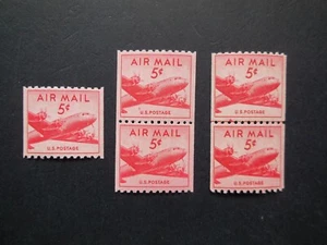 #C37 5c DC-4 Skymaster Coil Single, Pair & JL Pair MNH OG VF CV $13 - Picture 1 of 1