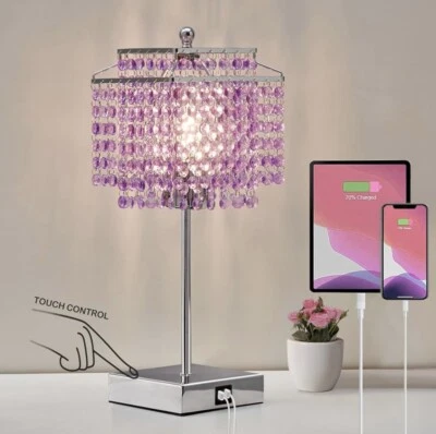 Lámpara de cristal, lámpara de cristal púrpura, USB táctil Foto 1 de 4