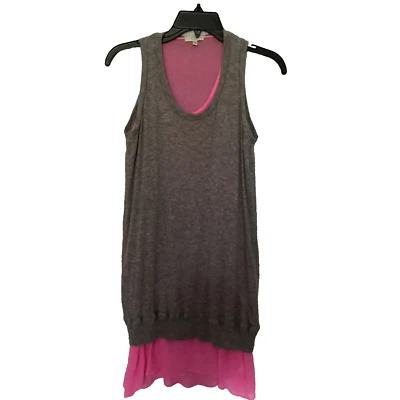 Clu Womans Tunic Top Gray XS Solid Sleeveless Round Neck Layered Pullover - Image 1 of 4