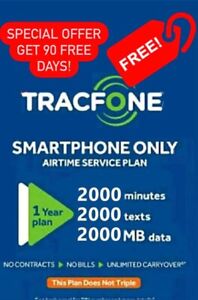 Offer TracFone 1 Year Plan - 365 + 90 Days + 2000 Minutes/ 2000 Text/ 2000 Data