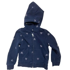 Felpa con cappuccio H&M stampa cuore blu bambina 2-4 anni casual - Foto 1 di 4