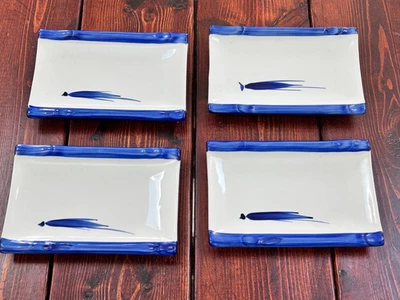 Juego de 4 platos de sashimi de sushi japonés Kafuh porcelana bambú cerámica 4,5"x6,5" Foto 1 de 4