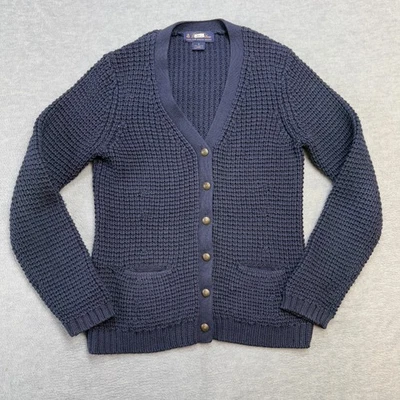Brooks Brothers Sweater Womens Small Navy Blue Merino Wool Cardigan Waffle Knit - Image 1 of 4