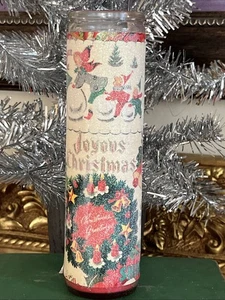 Vintage Stil Zucker Milchglas Stumpenkerze Old Fashion Weihnachten - Bild 1 von 5